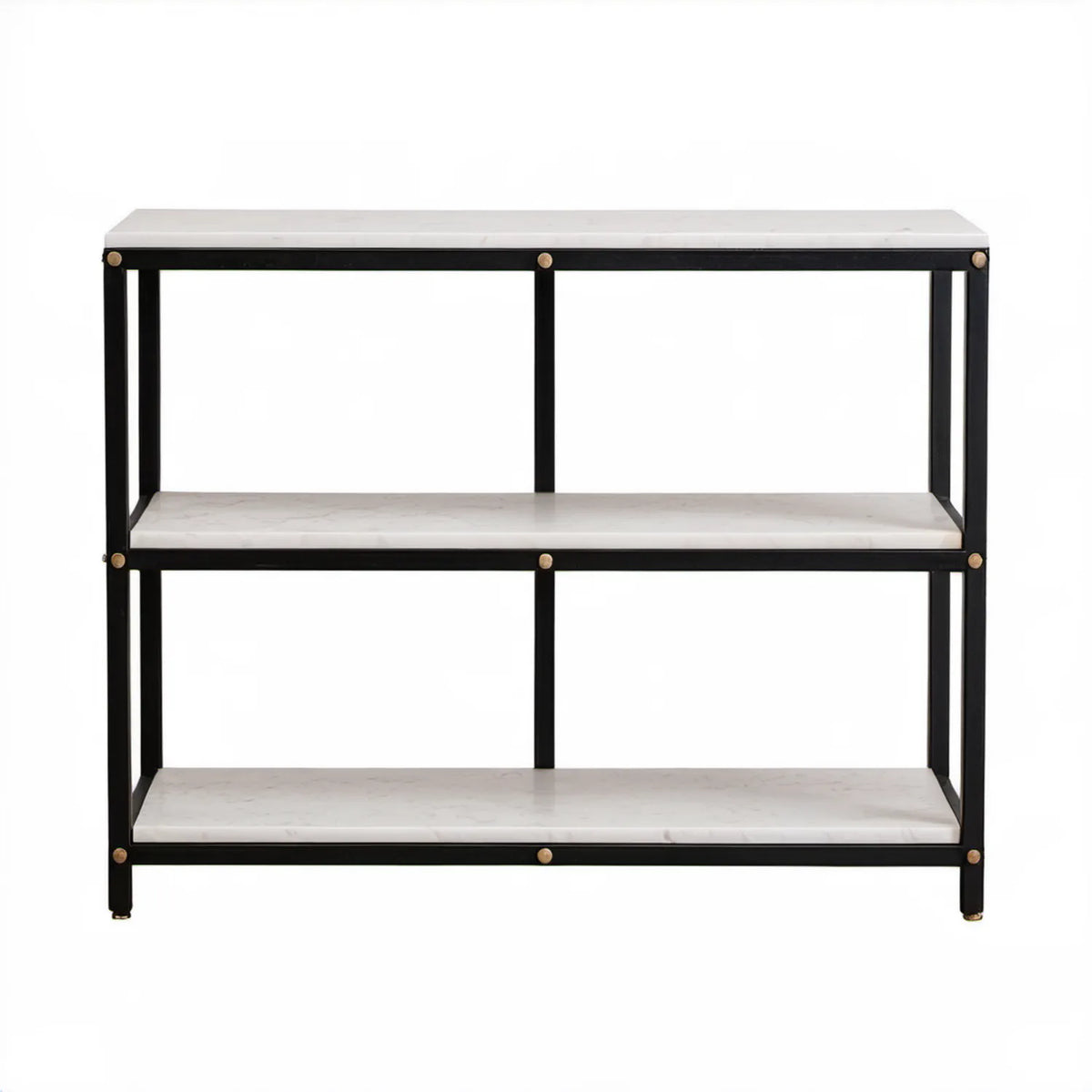 Czarna szafka RTV z 3 białymi półkami ze spieku kwarcowego 120 x 40 x 80 cm