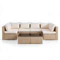 Modułowa sofa ogrodowa 6-elementowa z technorattanu PE, beżowo-kremowa, 290 x 75 x 65 cm