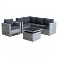 Zestaw wypoczynkowy z technorattanu PE: sofa 3-osobowa, fotel i stolik 191 × 65 × 76 cm, szary/grafitowy/czarny