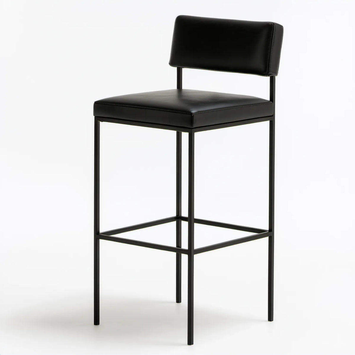 Czarny hoker barowy 40 x 40 x 105 cm ze stali i skóry syntetycznej PU