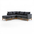 4-osobowa narożna sofa ogrodowa z lewostronnym szezlongiem, grafitowa/czarna/naturalny brąz, 250 x 190 x 80 cm