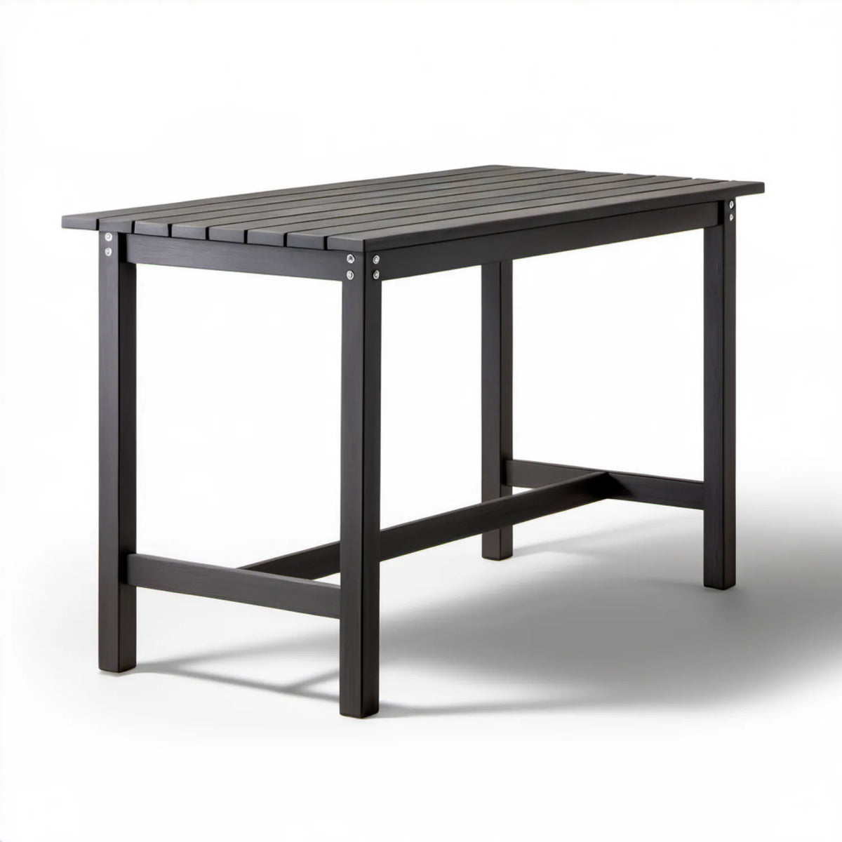 Czarny stół barowy ogrodowy z litego drewna akacjowego 120 x 63 x 110 cm
